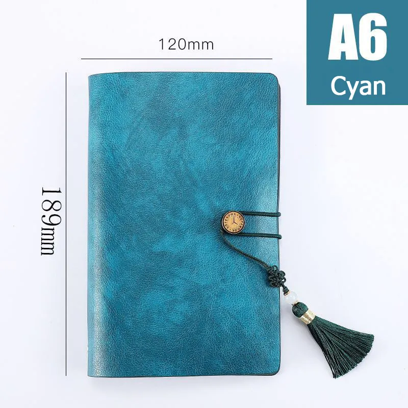 Ретро-дневник, кожаный мягкий переплет, 19x12 см, винтажный перезаправляемый Дневник для путешествий, 4 ядра, внутренние карманы - Цвет: Cyon