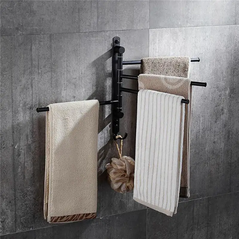 

Xueqin 2/3/4 Poles Black Bronze Stainless Steel Wall Mounted Towel Bar Rack Holder Hook Swivel Bathroom Hanger