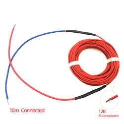 Новый 10 м подключен 12 к 33 Ом фторопласт углеродного волокна нагревательный кабель пол Электрический Теплый провод, обогреватель комнаты