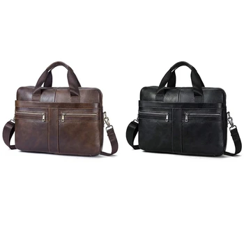 

14 Inch Genuine Leather Handbag Briefcase Laptop Document Holder Men Business Women