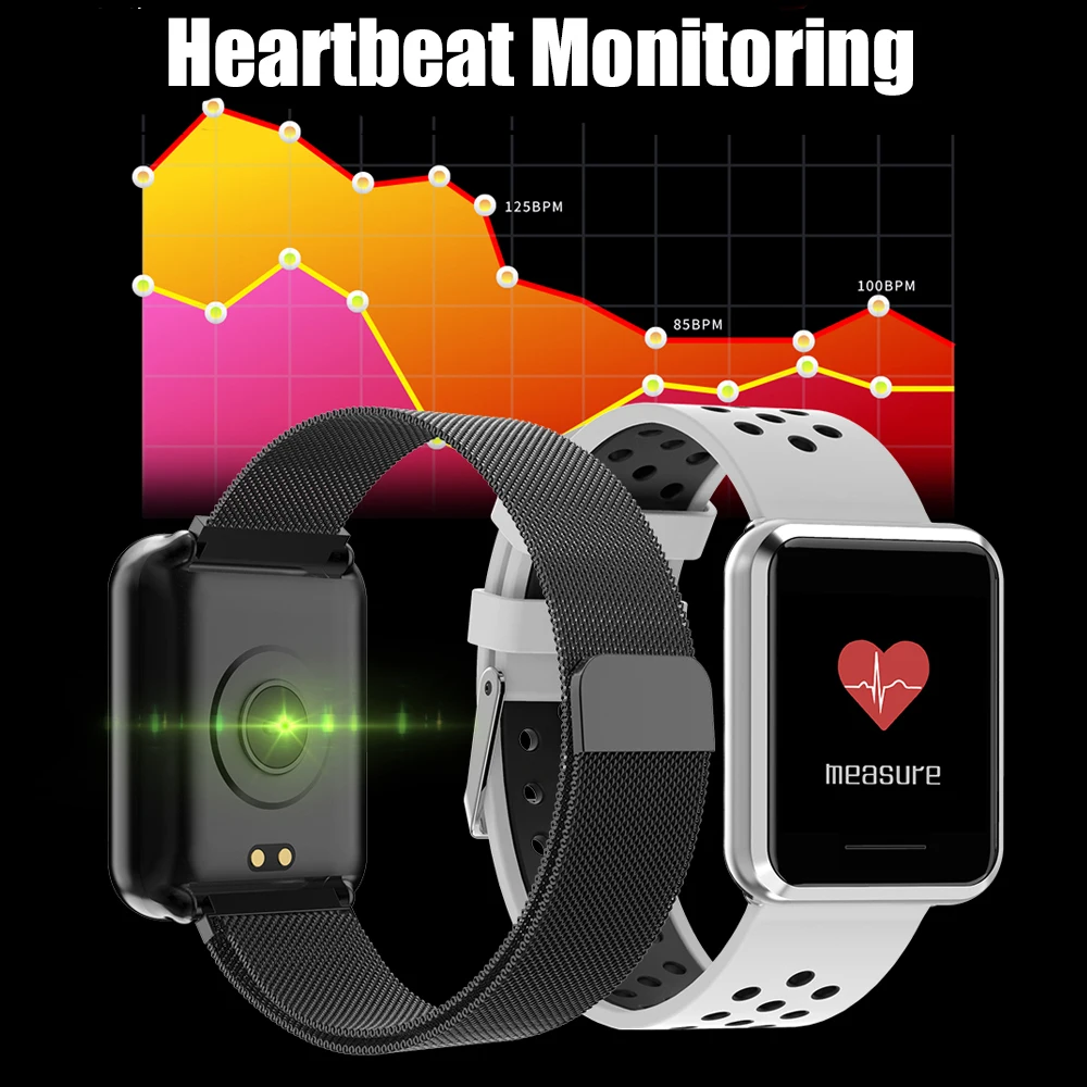 Постоянный дисплей экран Smartwatch IP67 водонепроницаемый смарт-часы фитнес-трекер Видимый под солнцем шагомер для iOS Android