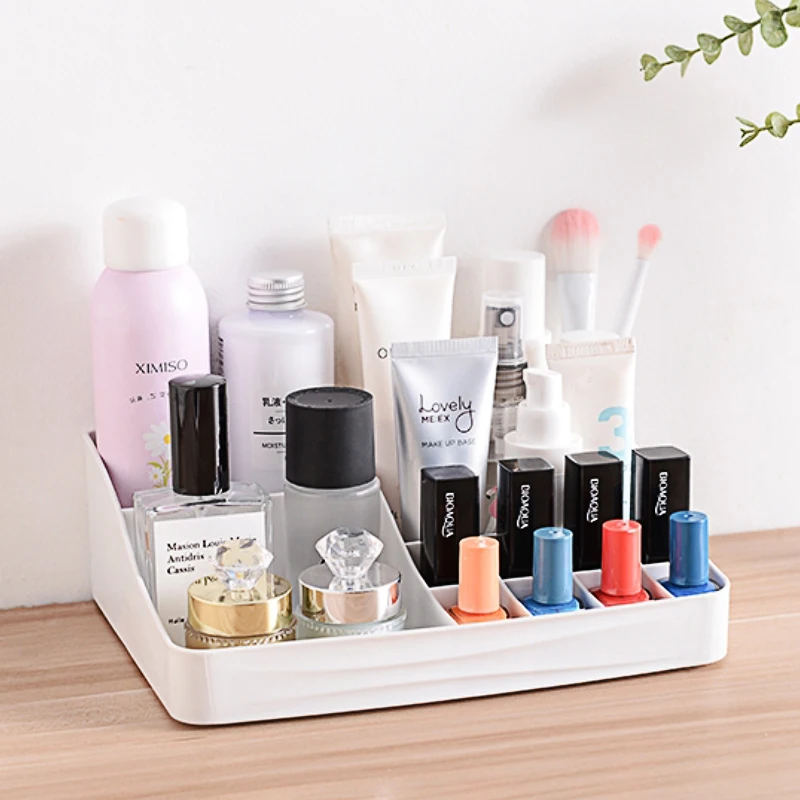 

Plastic Makeup Organizer Cosmetics Storage Box Desktop Jewelry Storage Case Makeup Brush Organizer 3 Colors