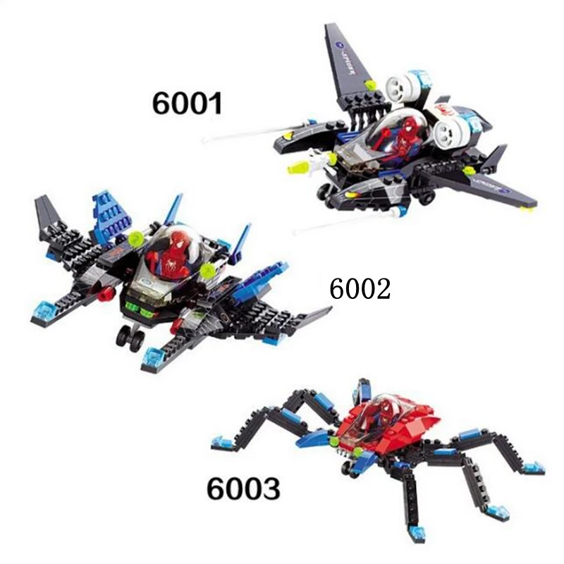 

DIY 6001 6002 6003 Super Hero Spider-Man Series Aircraft Set Building Blocks Children's Educational Toys Holiday Gifts