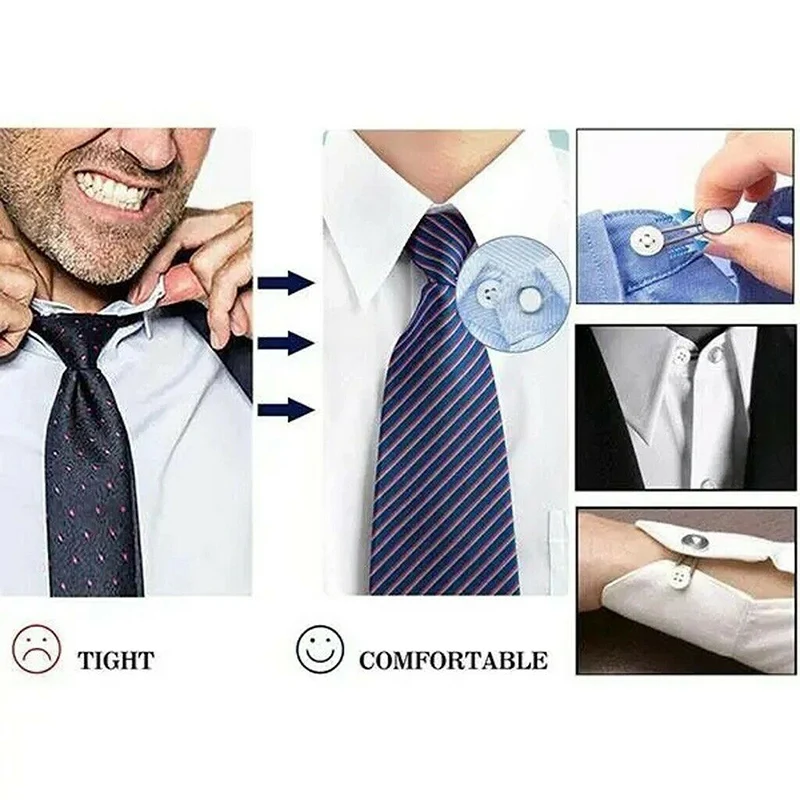 10pcs Collar Extenders for Mens Shirts, Adjustable Button Extender,  Comfortable Tie Collar Expander, Elastic Button Extender Neck Extenders for  Shirt