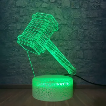 

3D Lamp Avengers Alliance Thor Hammer Model LED Night Light Multicolor Changing with Touch Remote Children's Bedroom Mood lava