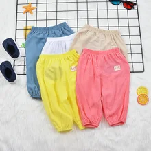 Противомоскитные штаны для младенцев, тонкие летние штаны для девочек, новинка года, стильные брюки-фонарики для маленьких девочек, летняя детская одежда, тренд