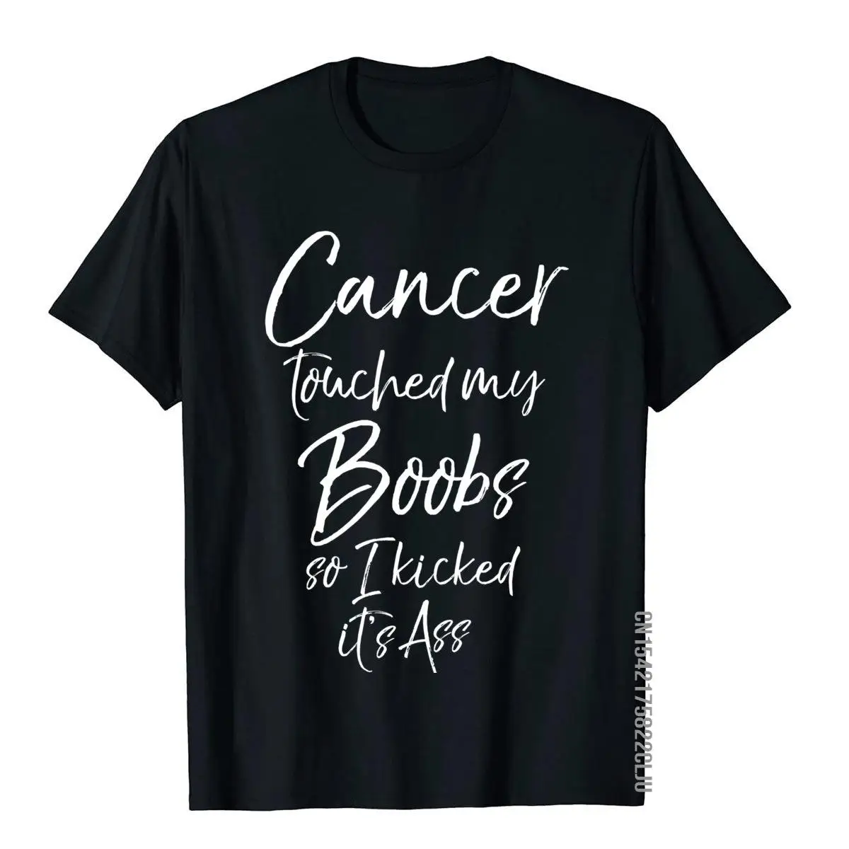 Funny Breast Cancer Touched My Boobs so I Kicked it's Ass Long Sleeve T-Shirt__97A2767black