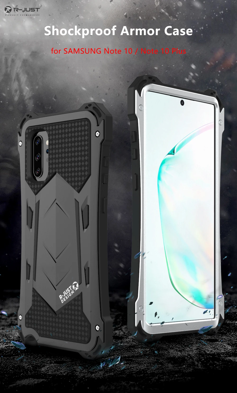 R-JUST для samsung Note 10 Plus чехол Роскошный Жесткий металлический алюминиевый сплав ТПУ Гибридный Противоударный задняя крышка Броня чехол для телефона