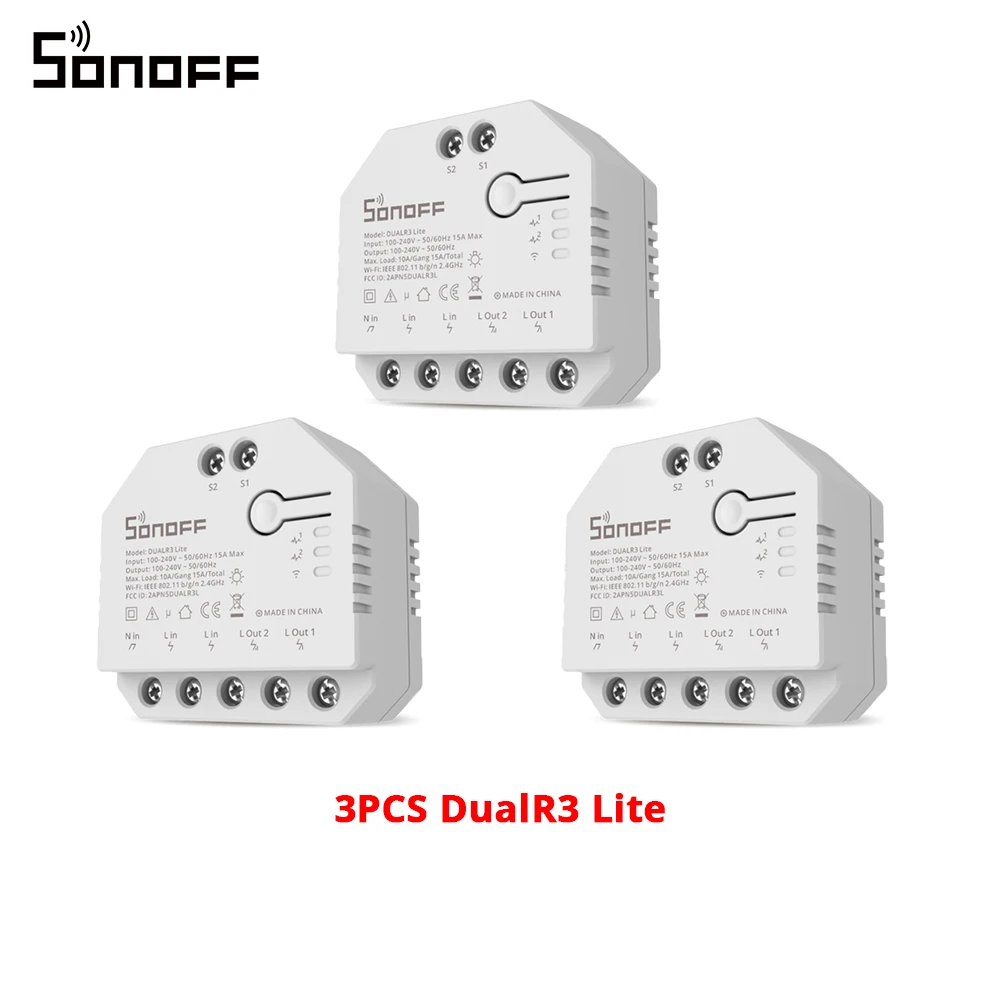 1-5PCS SONOFF DUAL R3 Lite Dual Relay Module DIY MINI Smart Switch 2-Way  Control Timing via eWeLink Alexa Google Smart Home - AliExpress