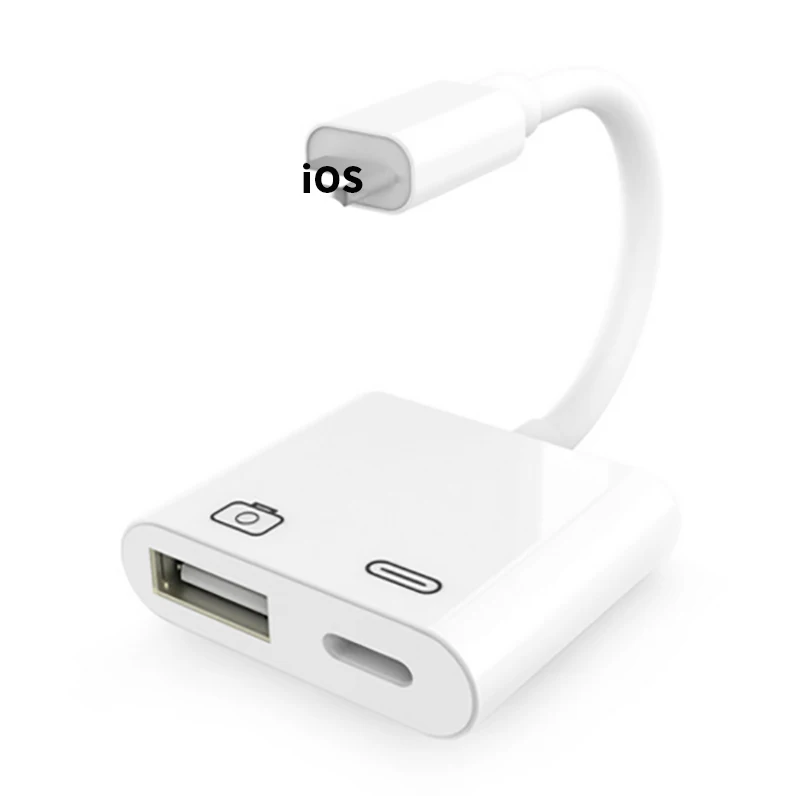 OTG адаптер для перехода от разъема Lightning к USB 3 Камера подключения читателя Наборы кабель для синхронизации данных и зарядки для iPhone X/8/7/7 Plus/6/6 S iPad/iPod iOS 13 - Цвет: White