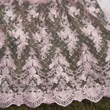 Трехмерная вышивка в розовой ткани Водорастворимая кружевная сетка вышивка tissu высокого класса платье одежда материал