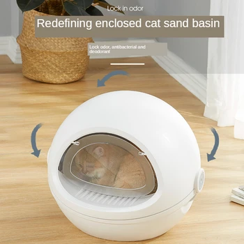

cat litter box anti-splashing full semi-closed cat toilet deodorant cat small cat deodorant feces basin sand basin