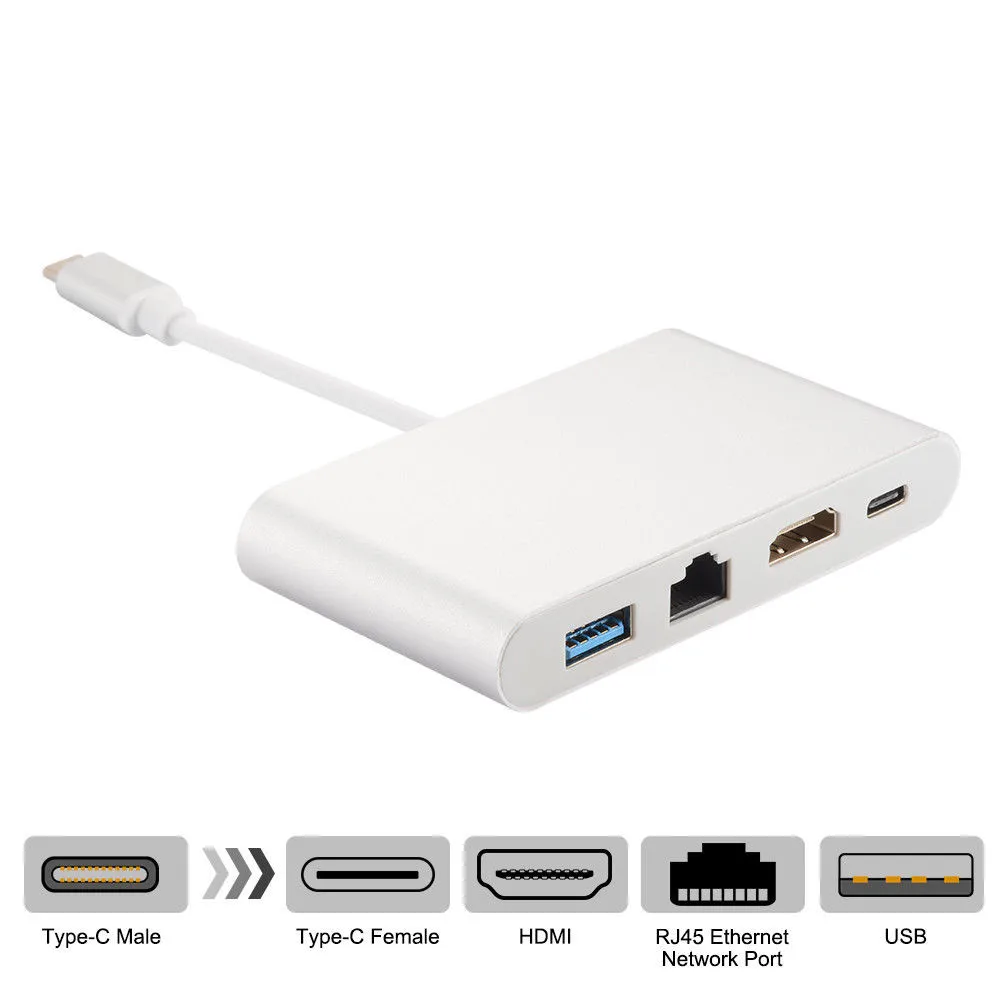 USB C к HDMI 4K+ RJ45 LAN сеть+ USB 3,0+ type C адаптер конвертер AC1403 18Nov06