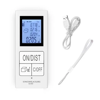 

Mini Infrared Range Finder Handheld IR Electronic Ruler Rechargeable D30 Backlit Distance Meter LCD Pythagorean Mode Measure Dis