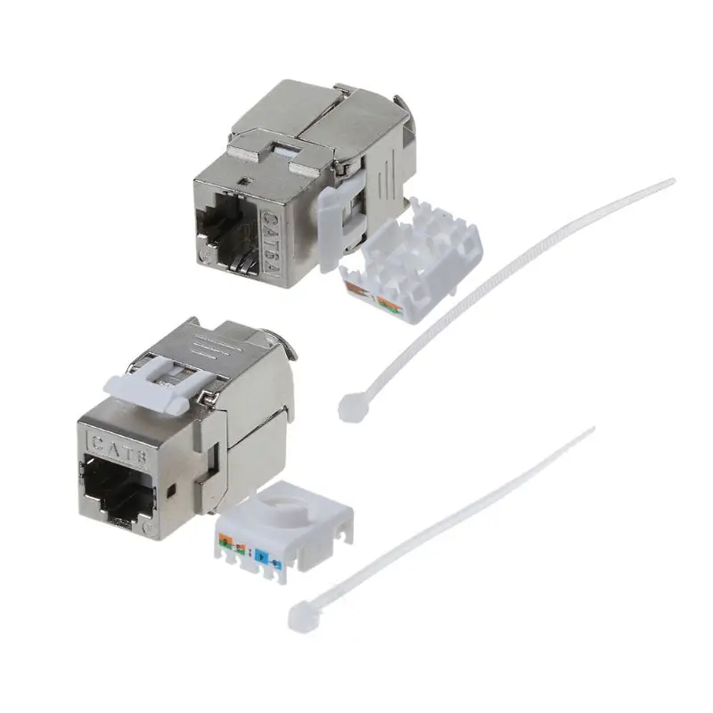1 шт. RJ45 Keystone Cat6/Cat6A Экранированный FTP модуль из цинкового сплава сетевой модульный