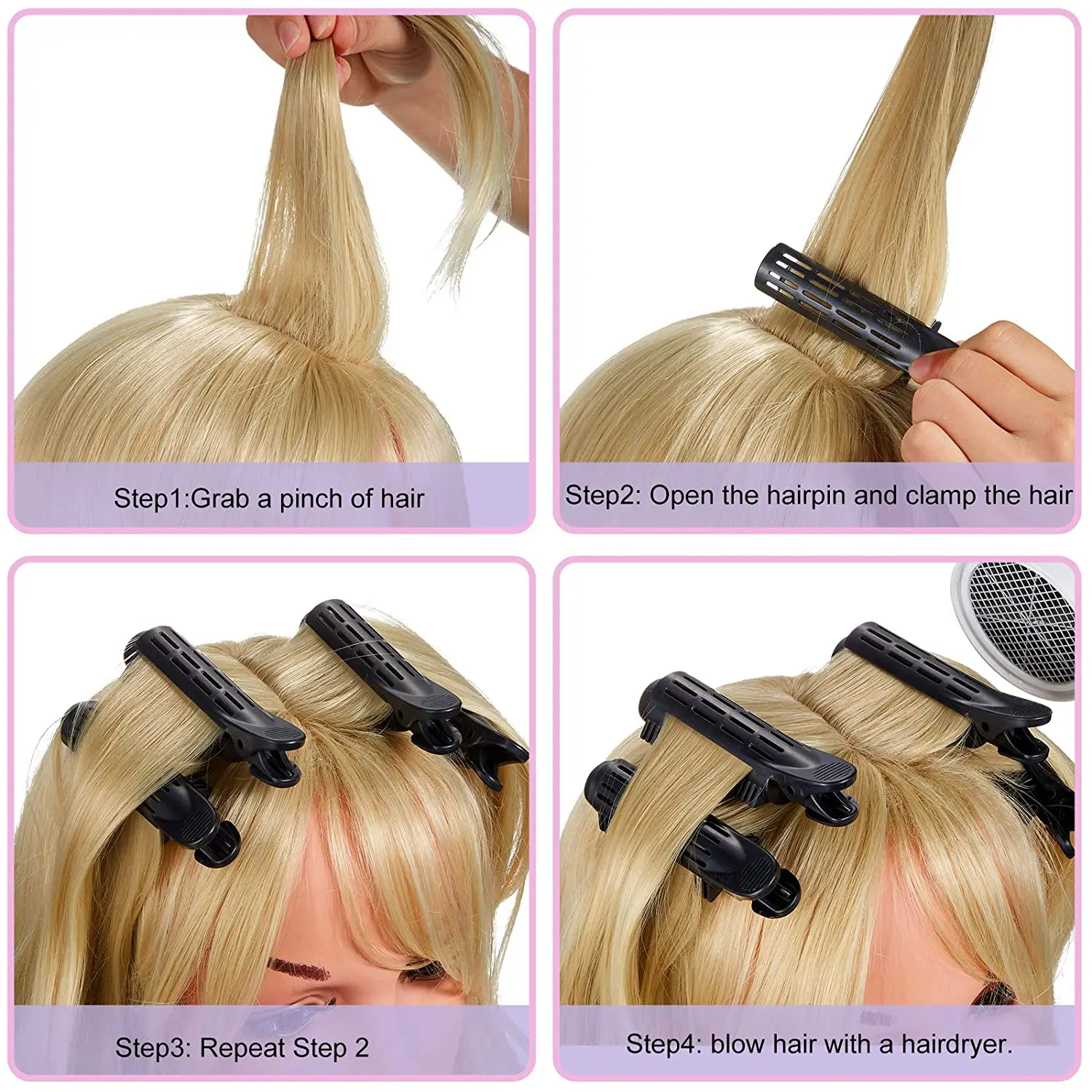 18 Pieces Voluminizing Hair Root Clip Natural Fluffy Hair Clip Root Curler Roller Self Grip Volume Curler