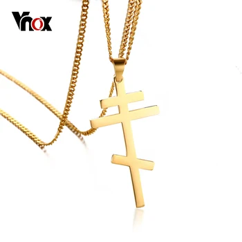 

Vnox Slavonic Cross Pendant Necklace for Men Orthodox Christianity Eternal Church Jewelry Russia /Greece /Ukraine