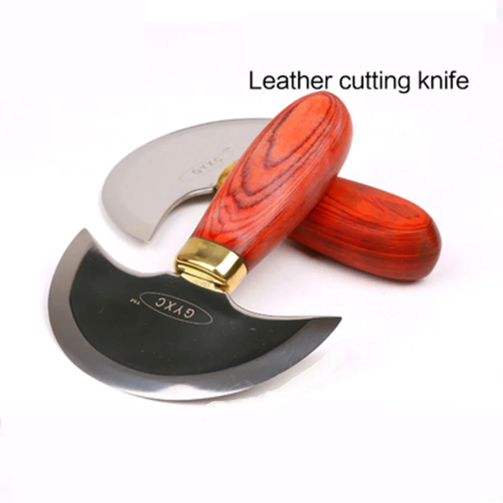 Half round blade Leather craft knife Ebony Wood handle skiving cutter Tool