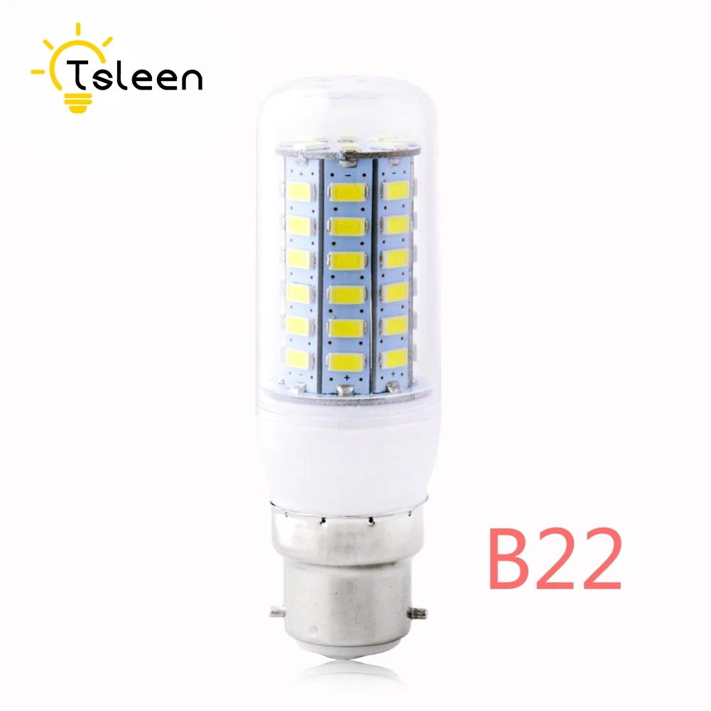 B22 TSLEEN 1 шт. Полный светодиодный светильник E27 E14 GU10 G9 E14 7 Вт, 12 Вт, 15 Вт, 18 Вт, 20 Вт, 25 Вт SMD 5730 Кукуруза лампы, люстры светодиодный s светодиодные лампы для дома - Испускаемый цвет: B22