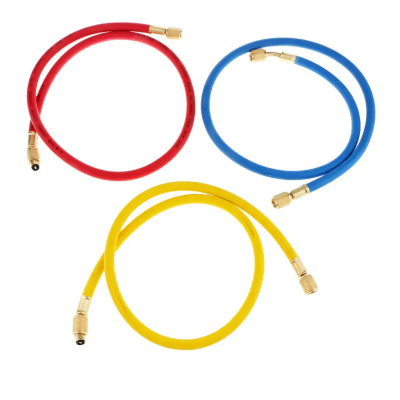 

New Car Metal + Plastic AC Air Conditioner A/C R134a Manifold Gauges 170*120*35mm Set With 880mm Charging Hoses