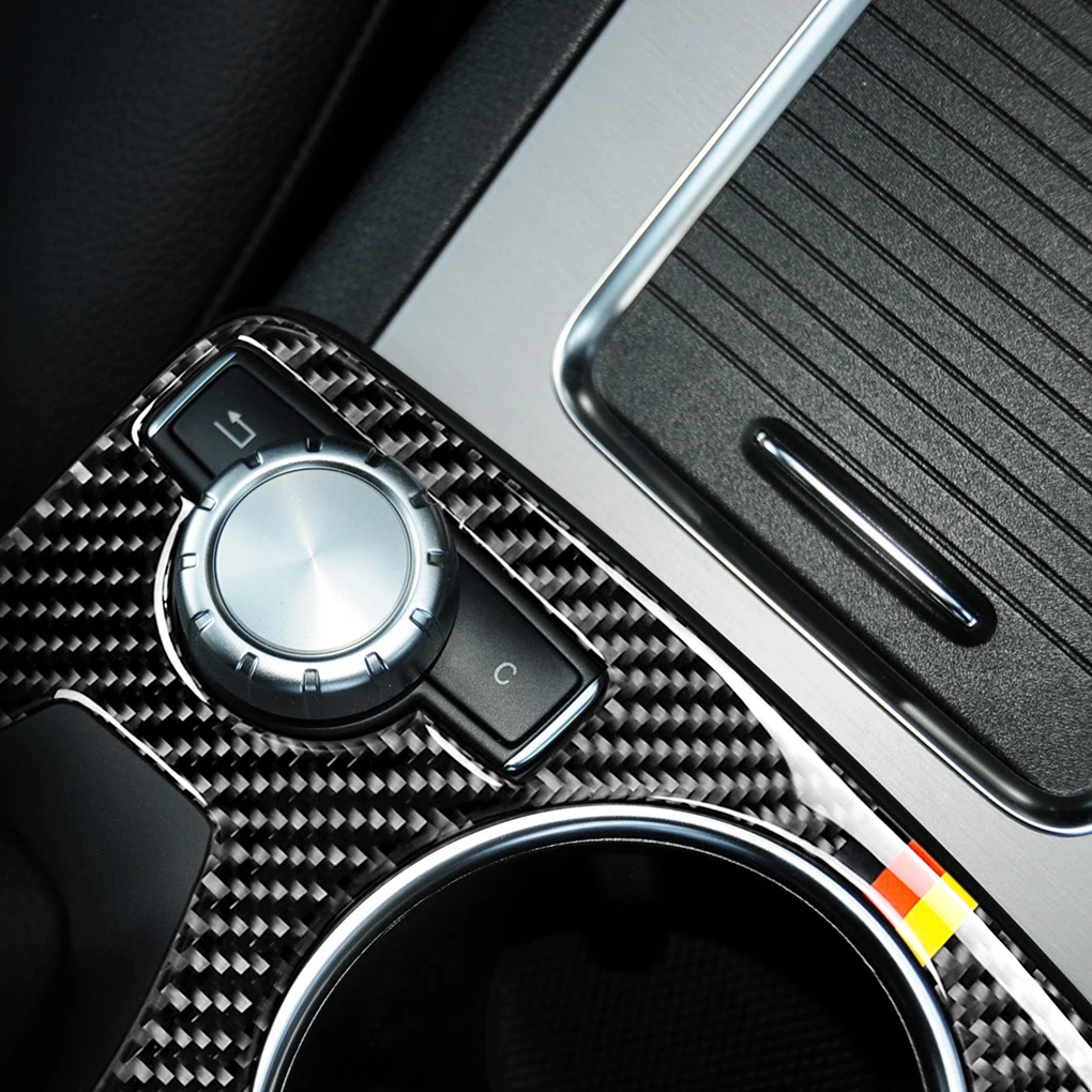 Carbon Fiber Multimedia Handrest Panel Cover Sticker Replacement For Mercedes Benz GLK 2008