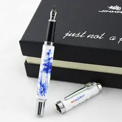 Jinhao 450 авторучка полный металла Jinhao X450 Серебряная ручка Золотой зажим 0.5 мм СРЕДНИЙ перо Бизнес офисная техника