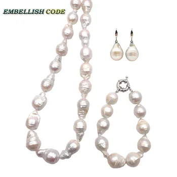 

Selling well white color large size tissue nucleated flame ball pear shape baroque pearl necklace bracelet earring Optional