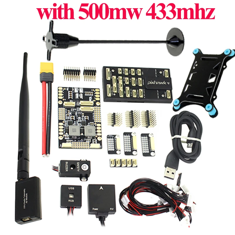 Контроллер полета Pixhawk PX4 PIX 2.4.8+ Телеметрия+ M8N gps+ Minim OSD+ PM+ переключатель безопасности+ зуммер+ PPM+ igc+ плата APM+ держатель gps - Цвет: with 500mw 433mhz