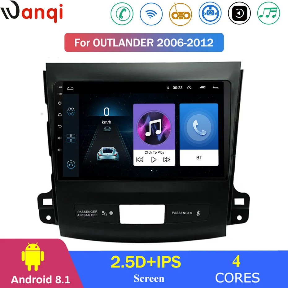 Для Outlander 2006-2012 автомобильный Радио Мультимедиа Видео плеер навигация gps Android 8 1