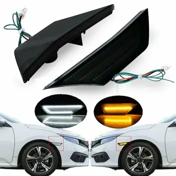 

1 Pair Of Car Lights Smoked Style LED DRL Switchback Amber/White Side Marker Light Turn Signal For Honda 10th Generation Civic