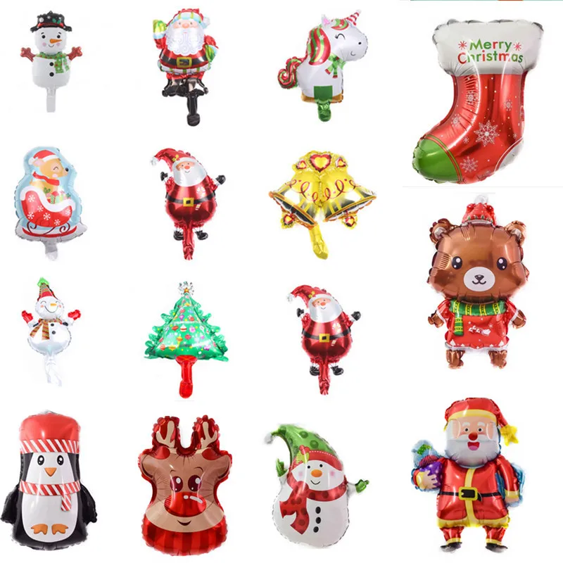 Self-sealing Mini Christmas Tree Santa Claus Snowman Balloons Christmas Party Foil Balloon Holiday Decoration High Quality Toys