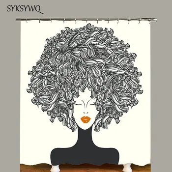 

bathroom shower curtain african women curtain for bathroom polyester fabric waterproof bath curtain