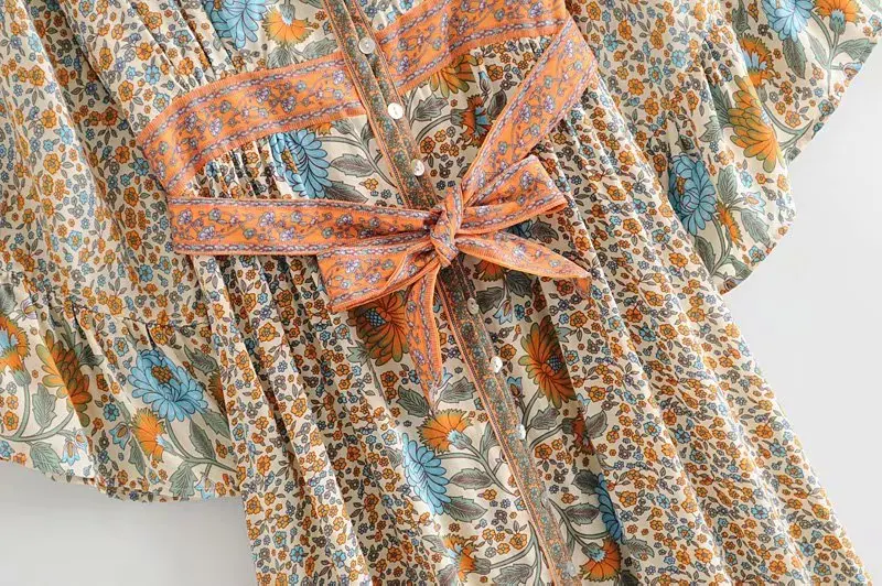 Boho королев для женщин с цветочным принтом однобортный фасон пляжное богемное