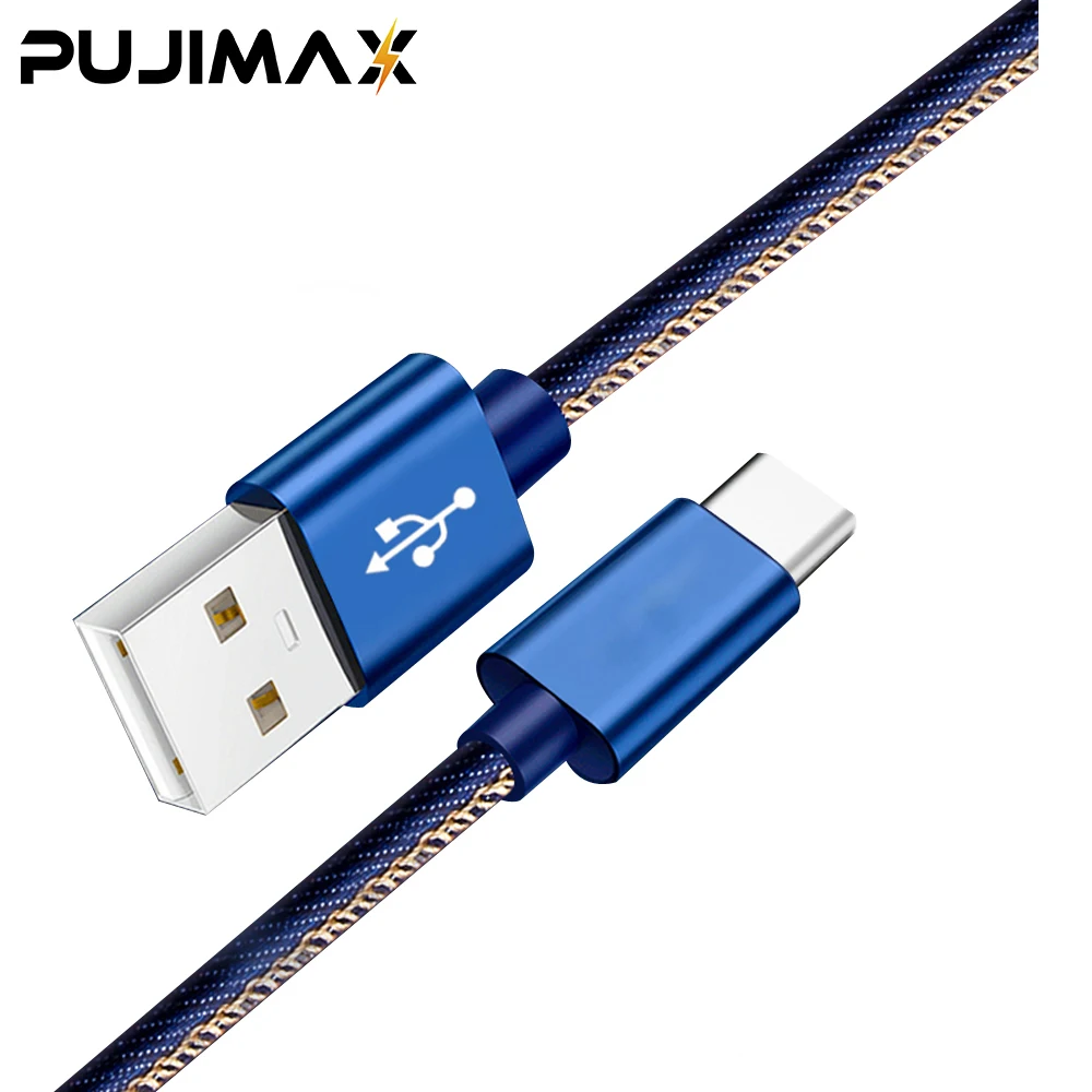 PUJIMAX 2.4A кабель usb type C джинсовый плетеный кабель для быстрой зарядки кабель USB C для Xiaomi mi 4C mi 5 4s OnePlus 2 Nexus 5X huawei