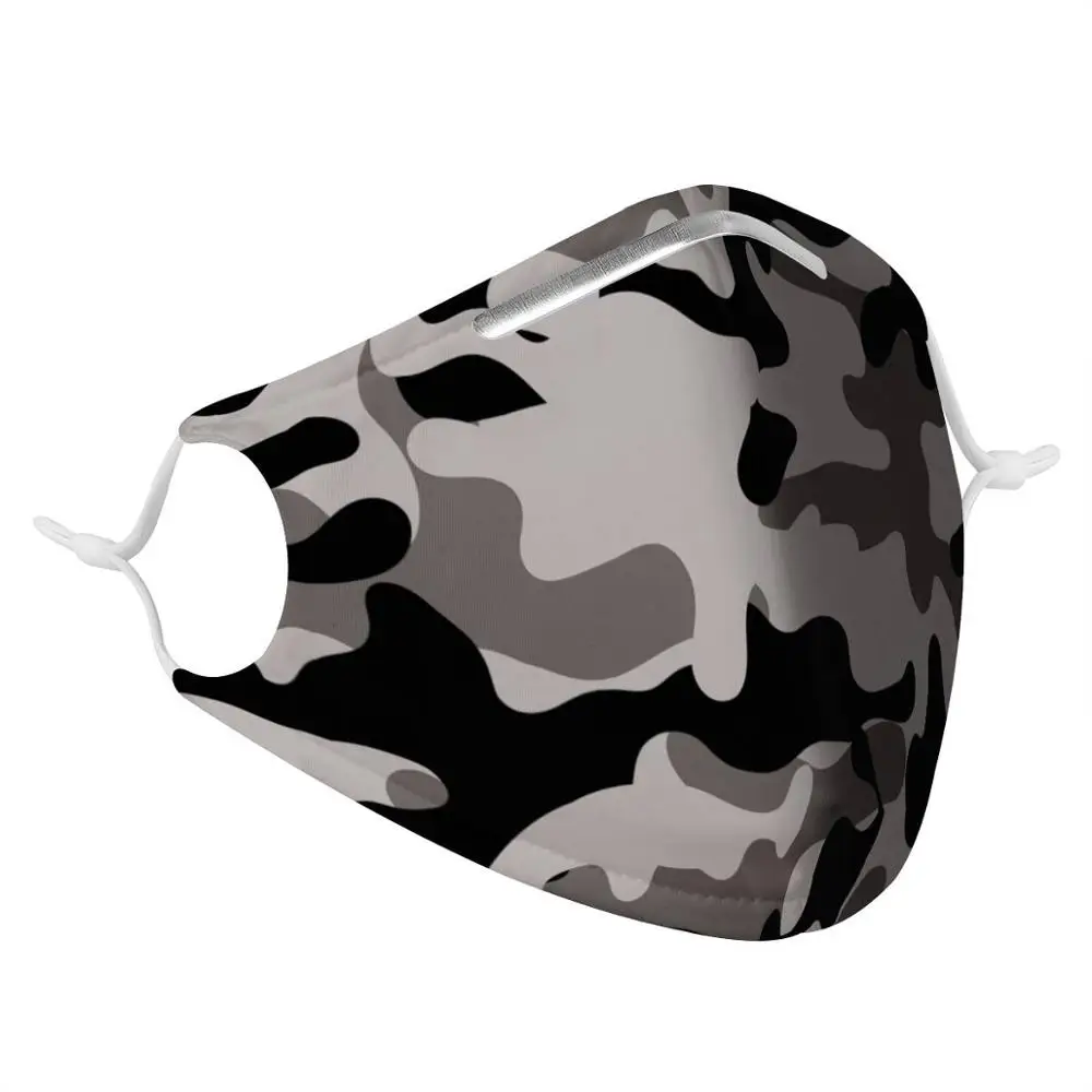 

Custom Pattern Camouflage Reusable Mouth Face Cover Comfortable Anti-Dust Anti-saliva Anti Infection Filter Windproof