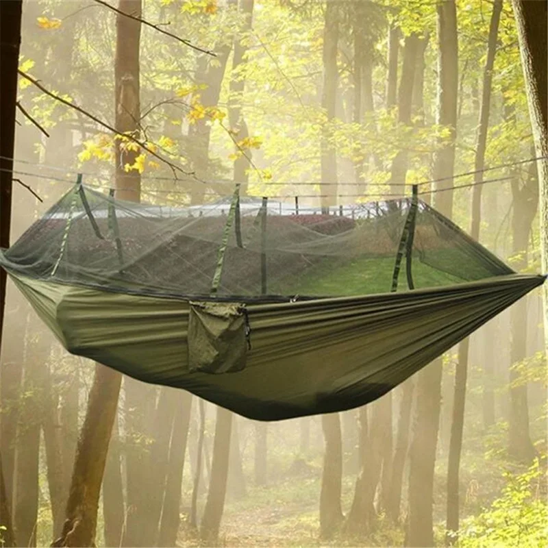 

Multi-functional Camping Mosquito Net Hammock Outdoor Parachute Cloth Waterproof Hammock Nylon Army Green Air Hammock