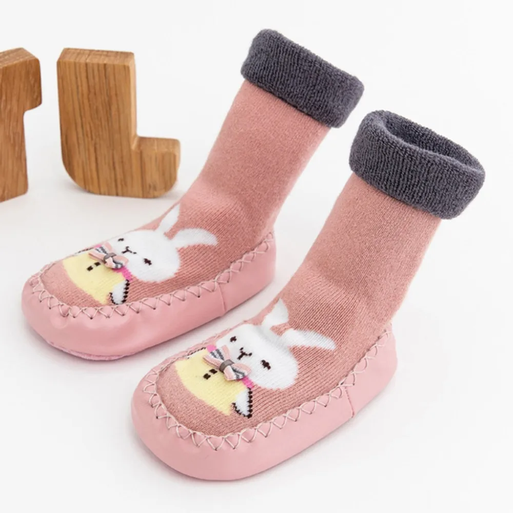 Детские носки с резиновой подошвой, зимние носки, детская обувь с рисунком, носки, Нескользящие теплые носки-тапочки, нескользящие носки,#35