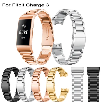 

Triple Stainless Steel Watch Strap For Fitbit Charge 3 Watchband Strap Smart bracelet For Fitbit Charge 3 Band strap Accessories