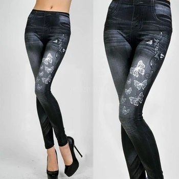 

Sexy Black Imitate Jean Look Leggings Jeggings Jeanslook High Waist Leggings