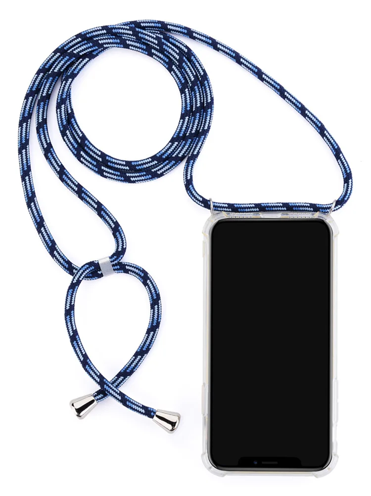 Для Oneplus 7T 7 Pro 6T 6 Простой модный прозрачный с ремешком на шнурке, Регулируемый Чехол через плечо для Oneplus 7 - Цвет: Blue