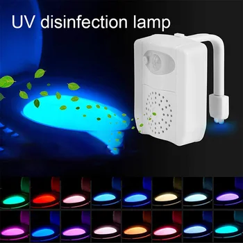 

UV LED Toilet Seat Night Sensor WC Light 16 Colors Changeable Lamp AAA Battery Powered Backlight for Toilet Bowl
