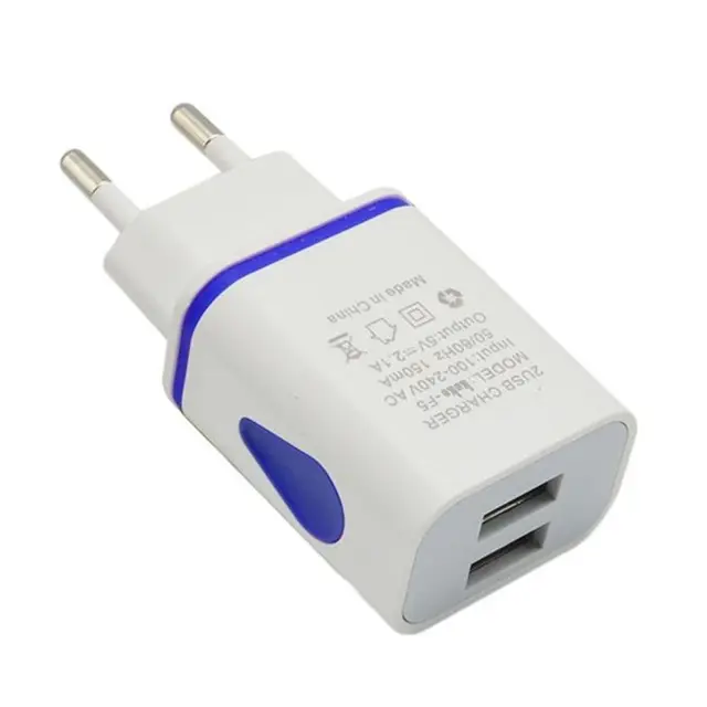 Phone Universal 2.1A 5V LED 2 USB Charger Fast Wall Charging Adapter US/EU Plug USB Charger For iPhone For Samsung For HTC EU Plug BLUE