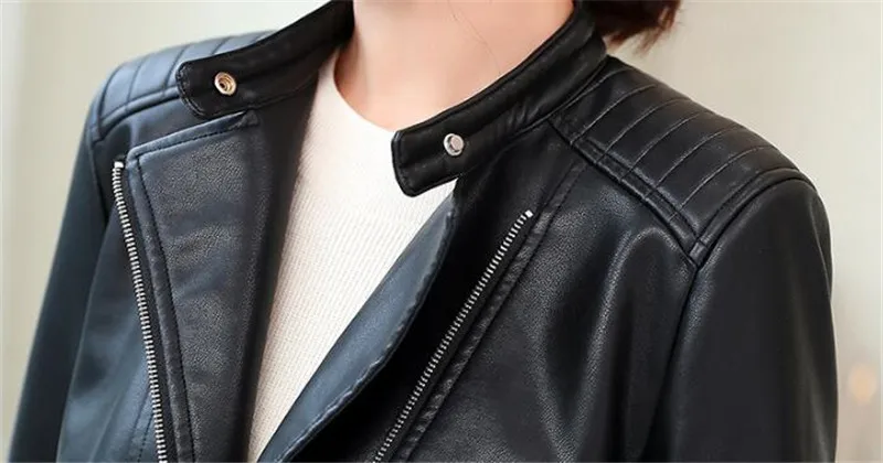 New Soft Sheepskin Spring and Autumn Leather Clothing Women Jacket Women Coat Lapel Short Motorcycle Jacket Women Leather Jacket