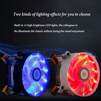 

Computer CPU LED Mute Air Cooling Fan Quite Radiator Cooler For Intel AMD 775 1155