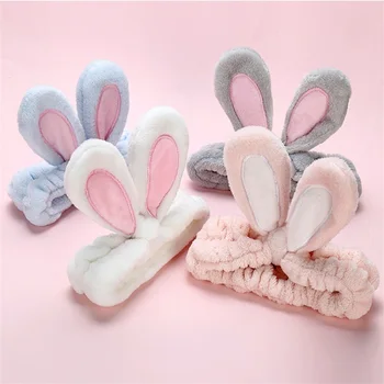 

DUOJIAOYAN The New Flannel Soft Bow Hair Band Rabbit Ears Headband Women Girls Turban Cute Holder Headwear Hair Accessories