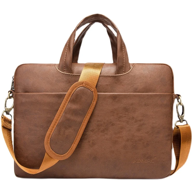 Kinmac Bolsa de Laptop de Couro pu de Marca 13.3 15.6 com Bolsa Bolsa Mensageiro Masculina e Feminina à Prova Dágua para Macbook e Notebook Dropship - Imagem 2