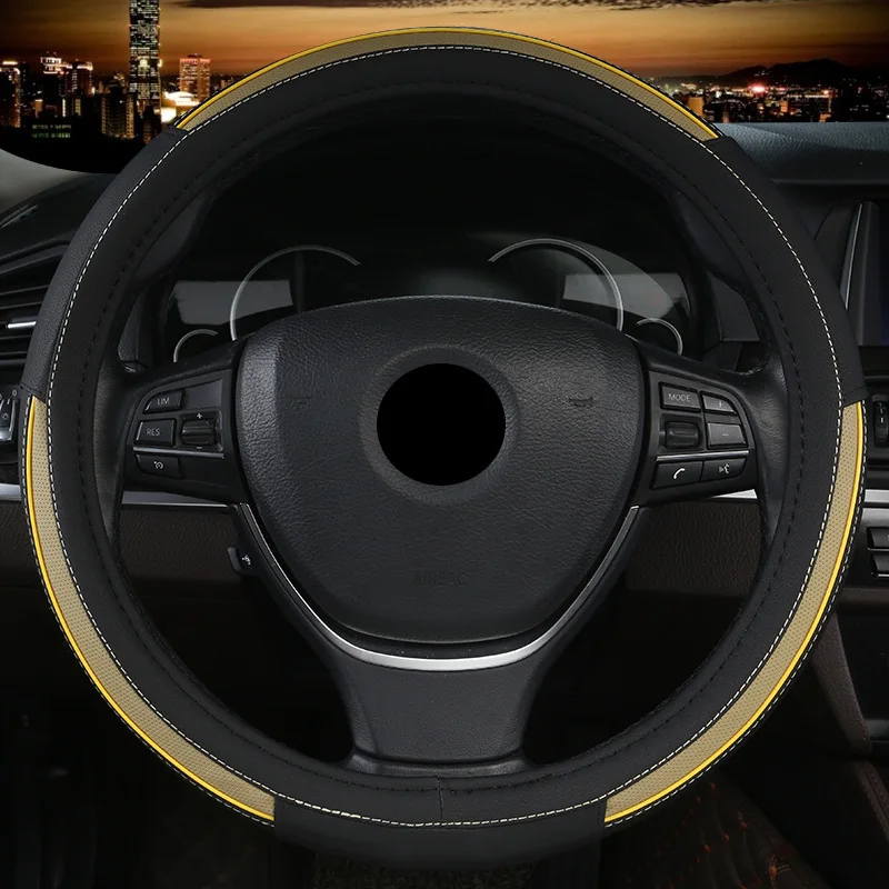 Износостойкая дышащая одежда крышка для рулевого колеса автомобиля Нескользящая универсальная 38 см крышка рулевого колеса для женщин и мужчин черный