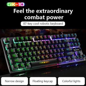 

GK-10 Gaming Keyboard Wired Keyboard With Luminous Characters Keyboard Gaming For PC Laptop Notebook Manipulator Keyboard