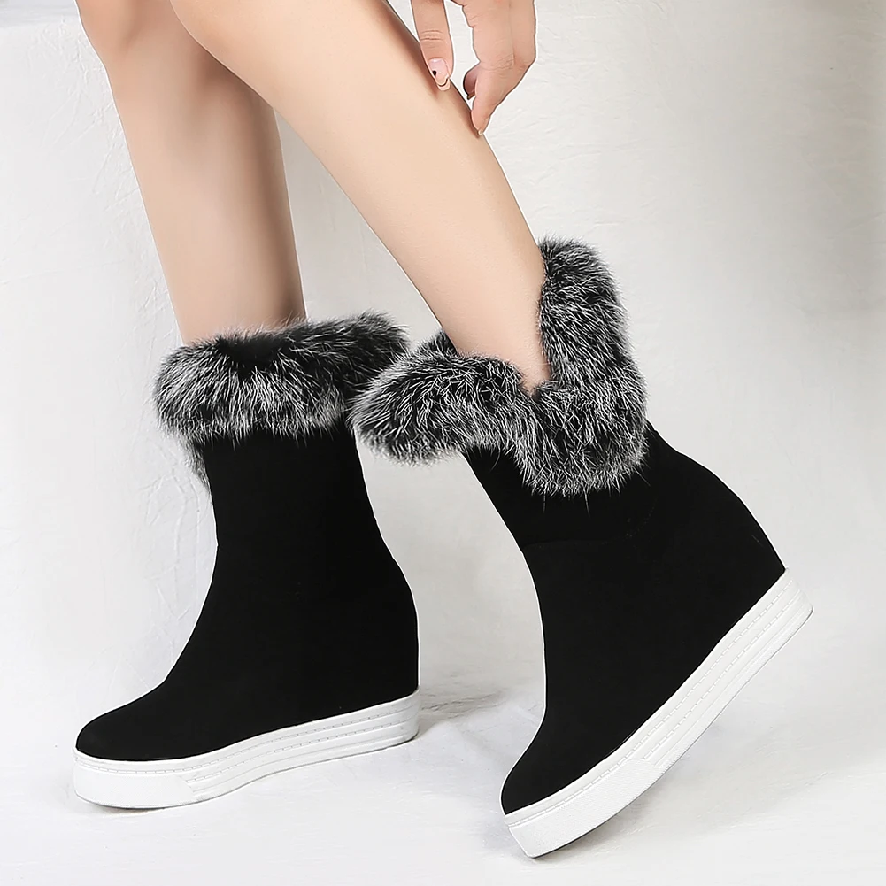 

LAPOLAKA New Fashion 2020 big size 44 Platform Mid Calf Boots Woman Shoes Women Increasing Heels Warm Winter Boots Female