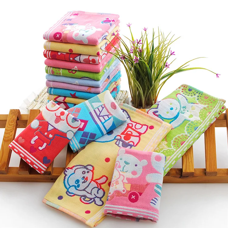 

[3 Packaged in the Shape of Bars Kids' Towel] Colorful Cartoon Pure Cotton Gauze CHILD'S Towel Face Towel Extra-value Optimizati